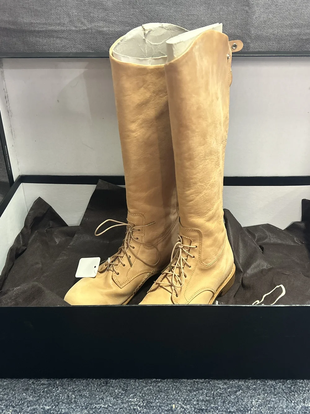 Women's Over-the-Knee Lace-Up Boots in Tan